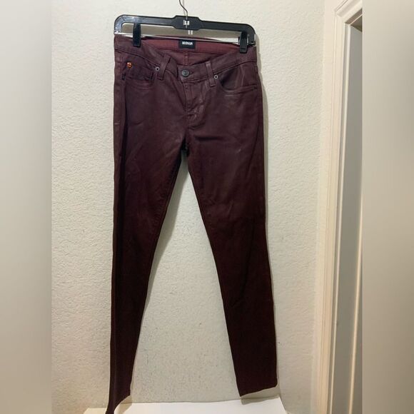 Hudson Krista Ankle Super Skinny Jeans Red Wine Waxed Stretch Tag Size 26 - Picture 2 of 10